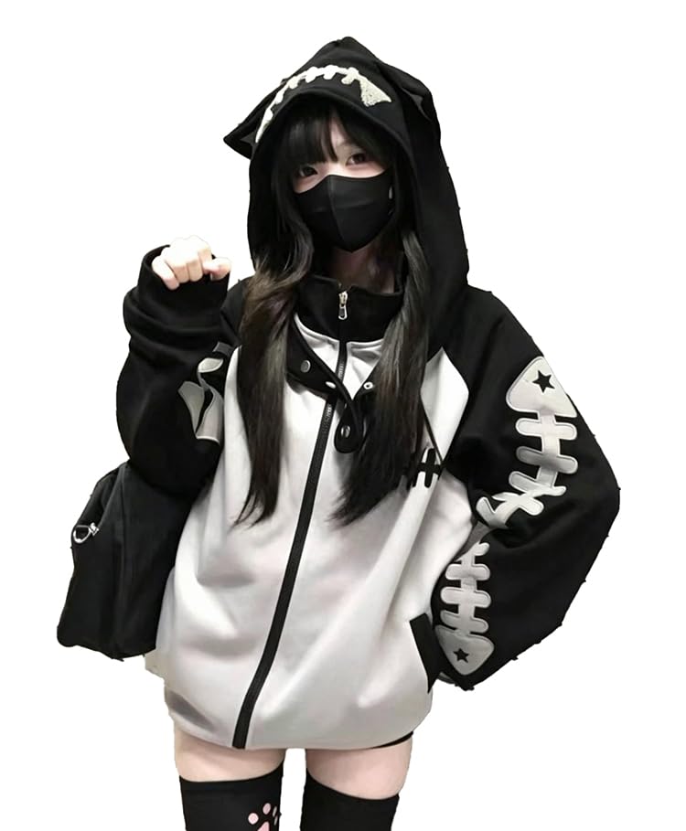 OATSBAS Cute Zip Up Hoodies for Women Watercolor Harajuku Fashion
